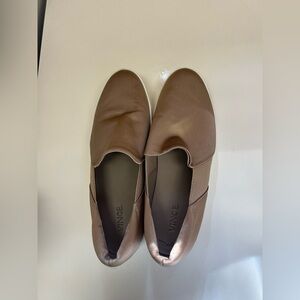 Vince Warren Platform Tan Slip-On Shoes